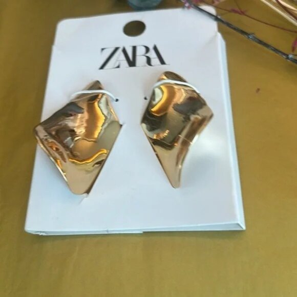 ZARA Oval Earrings elegant luxury Gold ✨✨🔥 NWT - Picture 8 of 8